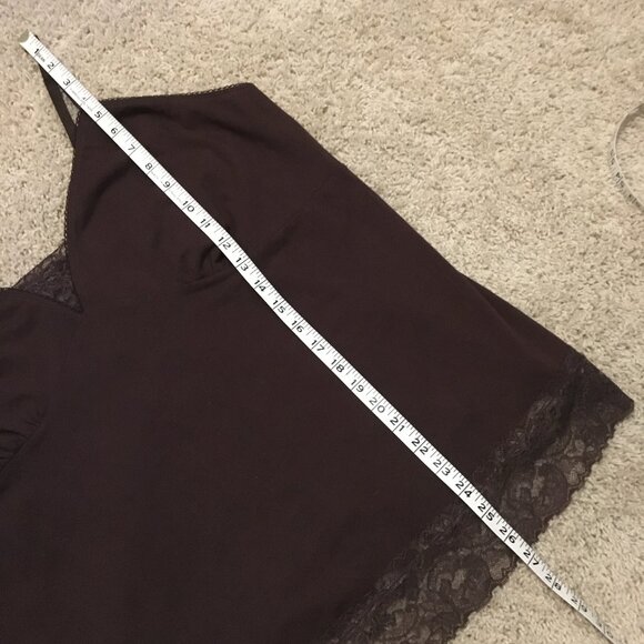 Y2K Brown Cotton Lace Hem and Bust Bodycon Cami - Picture 15 of 15